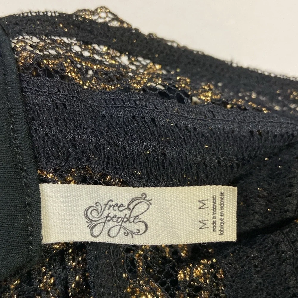 Free People Call A Cab Mini Dress Black & Gold Size Medium - Picture 8 of 8